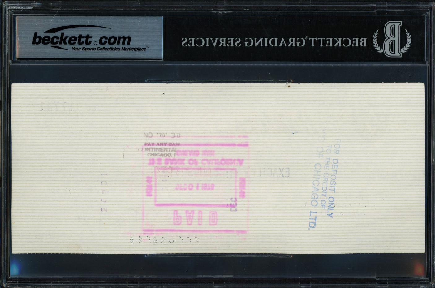 Al Davis Autographed Check Oakland Raiders Auto Grade Gem Mint 10 Beckett BAS #17856675