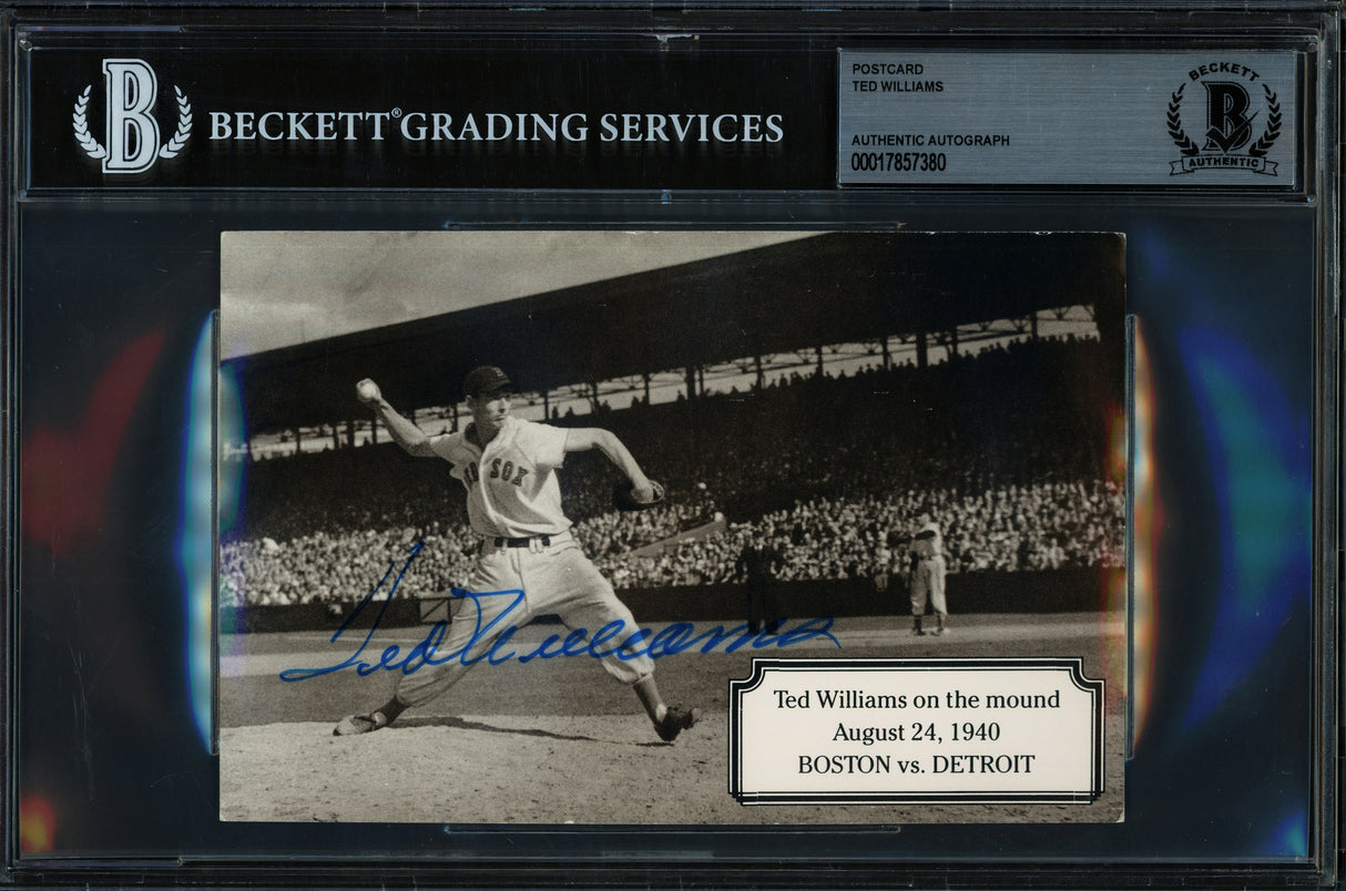 Ted Williams Autographed Postcard Boston Red Sox Beckett BAS #17857380