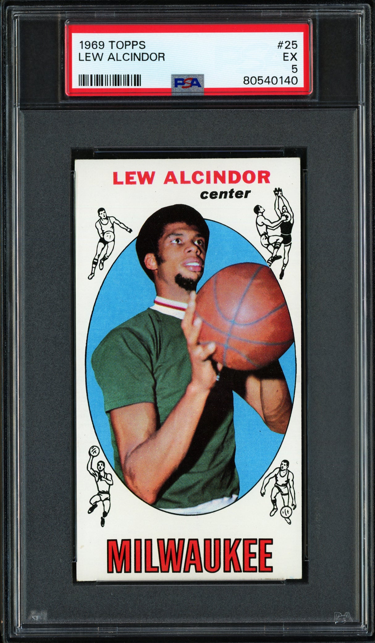 Lew Alcindor 1969 Topps Rookie Card #25 Milwaukee Bucks PSA 5 Kareem Abdul Jabbar PSA/DNA #80540140