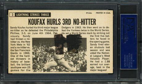 Sandy Koufax Autographed 1964 Topps Giants Card #3 Los Angeles Dodgers PSA/DNA #83101431