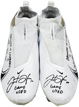 Justin Herbert Autographed Pair Of Game Used White & Black Nike Vapor 360 Pro Cleats Los Angeles Chargers "Game Used, Broncos 16 vs Chargers 19, 10/17/22, 238 Yds" Beckett BAS Witness #W453550 & #W453551