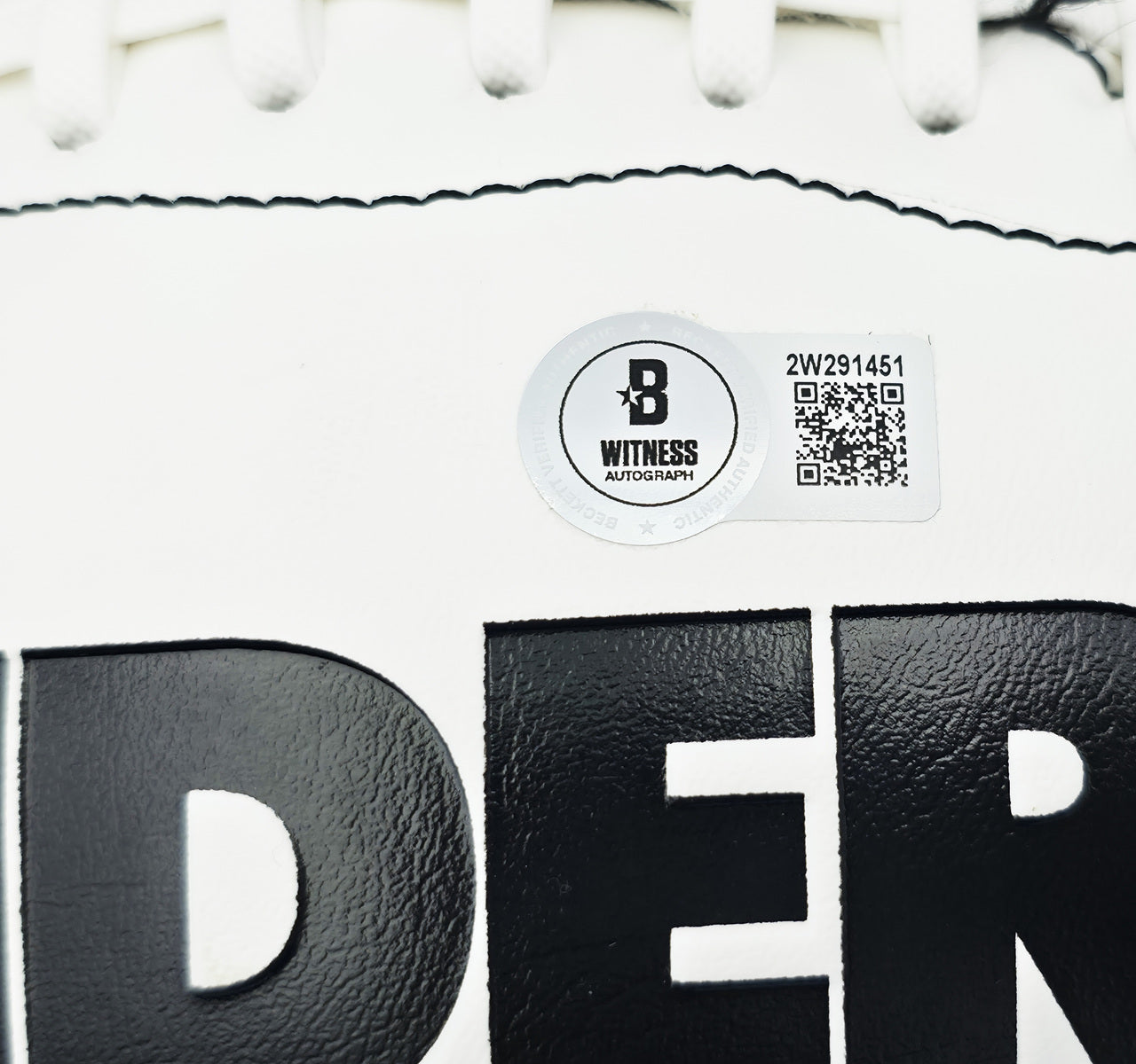 Bo Jackson Autographed Oakland Raiders White Logo Football Beckett BAS Witness Stock #239857