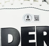 Bo Jackson Autographed Oakland Raiders White Logo Football Beckett BAS Witness Stock #239857
