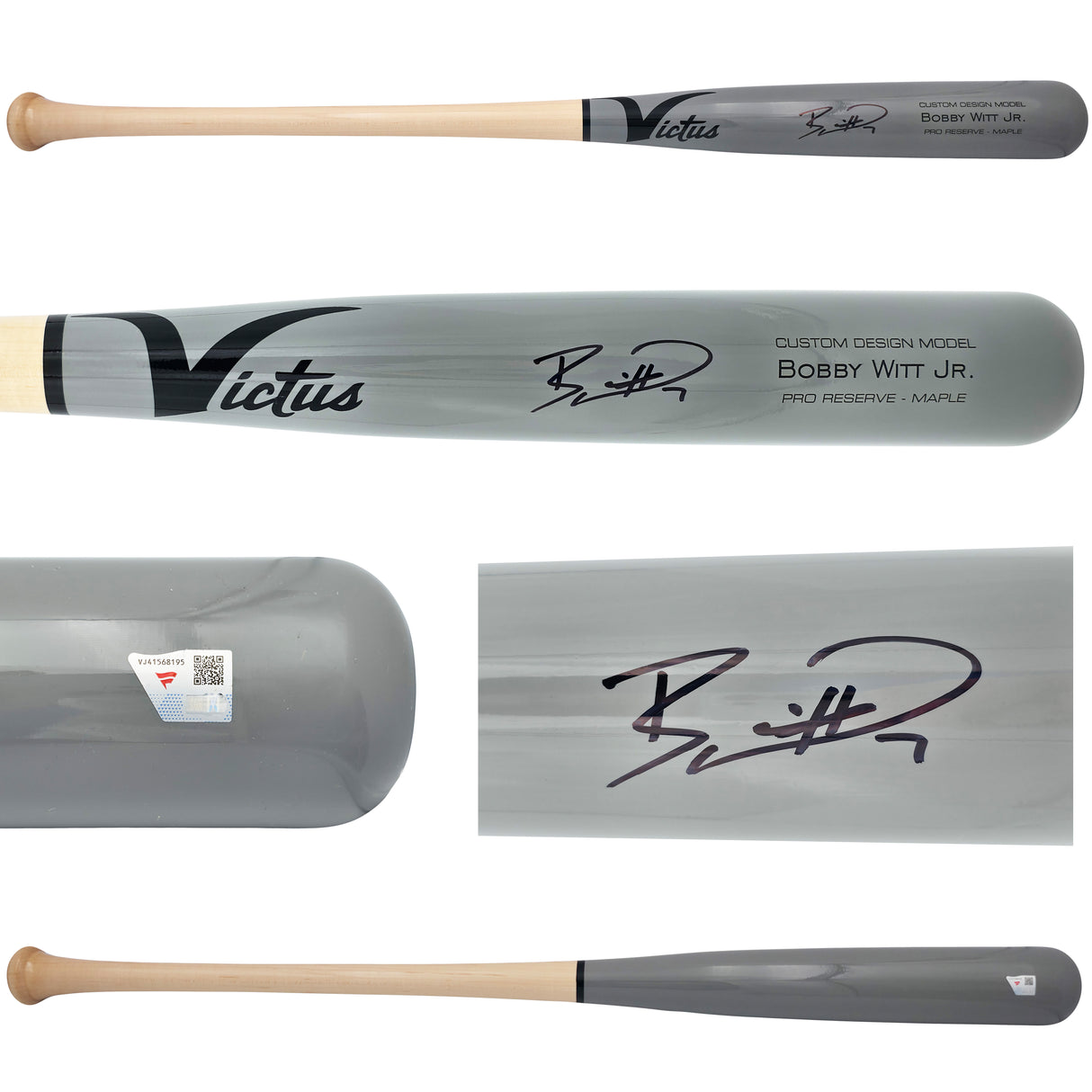 Bobby Witt Jr. Autographed Grey & Blonde Victus Pro Reserve Maple Baseball Bat Kansas City Royals Fanatics Holo Stock #239815