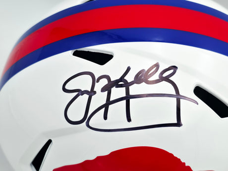Jim Kelly Autographed Buffalo Bills White Full Size Replica Classic Helmet Beckett BAS Witness Stock #241390