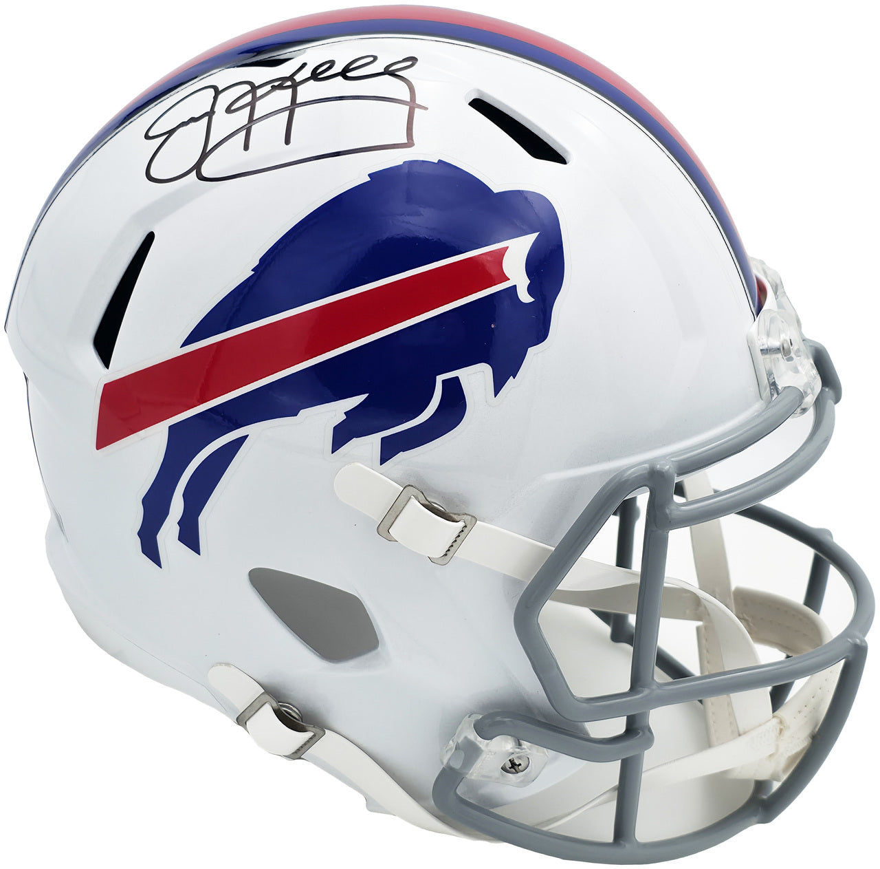 Jim Kelly Autographed Buffalo Bills 2011-20 Throwback White Full Size Replica Helmet Beckett BAS Witness Stock #241389