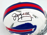 Jim Kelly Autographed Buffalo Bills 2011-20 Throwback White Speed Mini Helmet Beckett BAS Witness Stock #241392