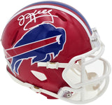 Jim Kelly Autographed Buffalo Bills 1987-01 Throwback Red Speed Mini Helmet Beckett BAS Witness Stock #241391