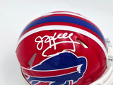 Jim Kelly Autographed Buffalo Bills 1987-01 Throwback Red Speed Mini Helmet Beckett BAS Witness Stock #241391