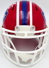 Jim Kelly Autographed Buffalo Bills 1987-01 Throwback Red Speed Mini Helmet Beckett BAS Witness Stock #241391