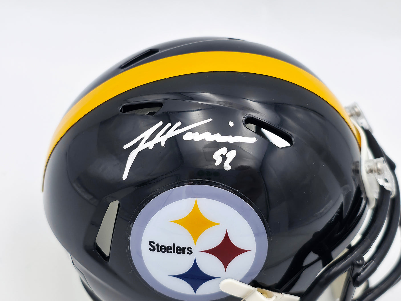 James Harrison Autographed Pittsburgh Steelers Black Speed Mini Helmet Beckett BAS Witness Stock #241383