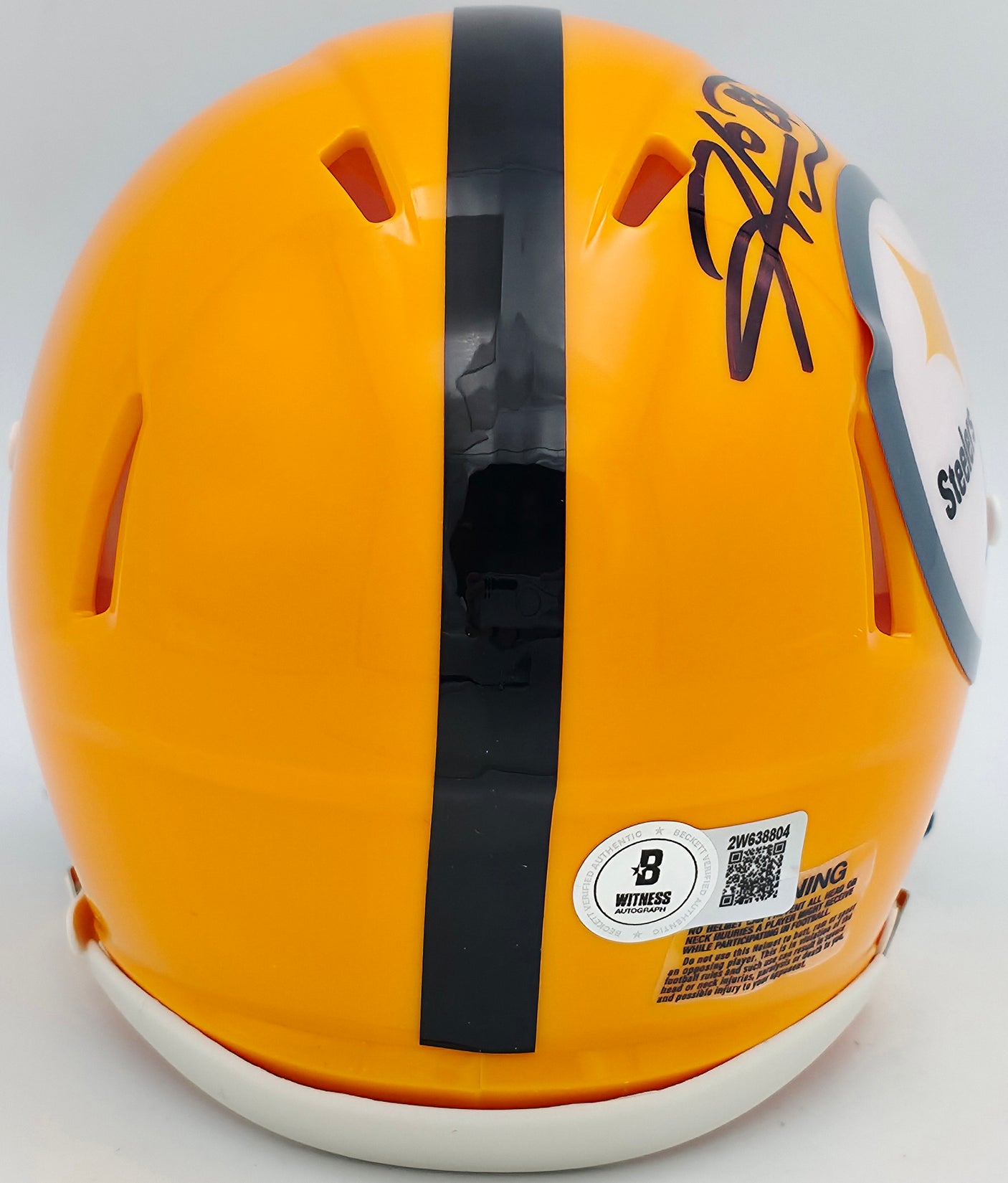 Hines Ward Autographed Pittsburgh Steelers Throwback Gold Speed Mini Helmet Beckett BAS Witness Stock #241387