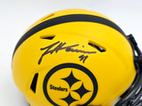 James Harrison Autographed Pittsburgh Steelers Gold Rave Speed Mini Helmet Beckett BAS Witness Stock #241385
