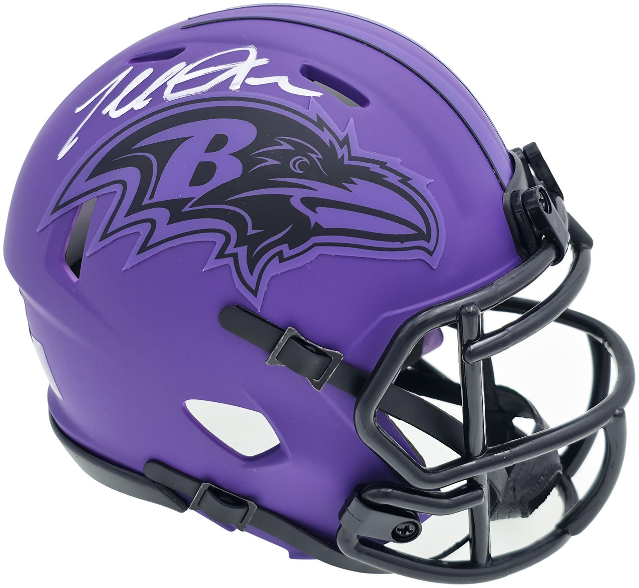 Terrell Suggs Autographed Baltimore Ravens Purple Speed Rave Mini Helmet Beckett BAS Witness Stock #241396