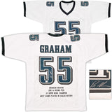 Philadelphia Eagles Brandon Graham Autographed White Super Bowl Stats Jersey Beckett BAS Witness Stock #239892