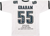 Philadelphia Eagles Brandon Graham Autographed White Super Bowl Stats Jersey Beckett BAS Witness Stock #239892