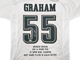 Philadelphia Eagles Brandon Graham Autographed White Super Bowl Stats Jersey Beckett BAS Witness Stock #239892