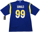 Los Angeles Rams Aaron Donald Autographed Blue Nike On Field Jersey Size L Beckett BAS Witness Stock #241360