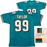 Miami Dolphins Jason Taylor Autographed Teal Jersey Beckett BAS Witness Stock #239803
