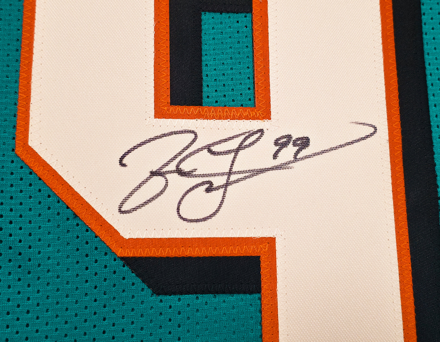 Miami Dolphins Jason Taylor Autographed Teal Jersey Beckett BAS Witness Stock #239803