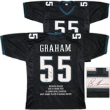 Philadelphia Eagles Brandon Graham Autographed Black Super Bowl Stats Jersey Beckett BAS Witness Stock #239891