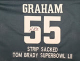 Philadelphia Eagles Brandon Graham & Milton Williams Autographed Green Super Bowl Stats Jersey Strip Sack Champions Beckett BAS Witness Stock #239890
