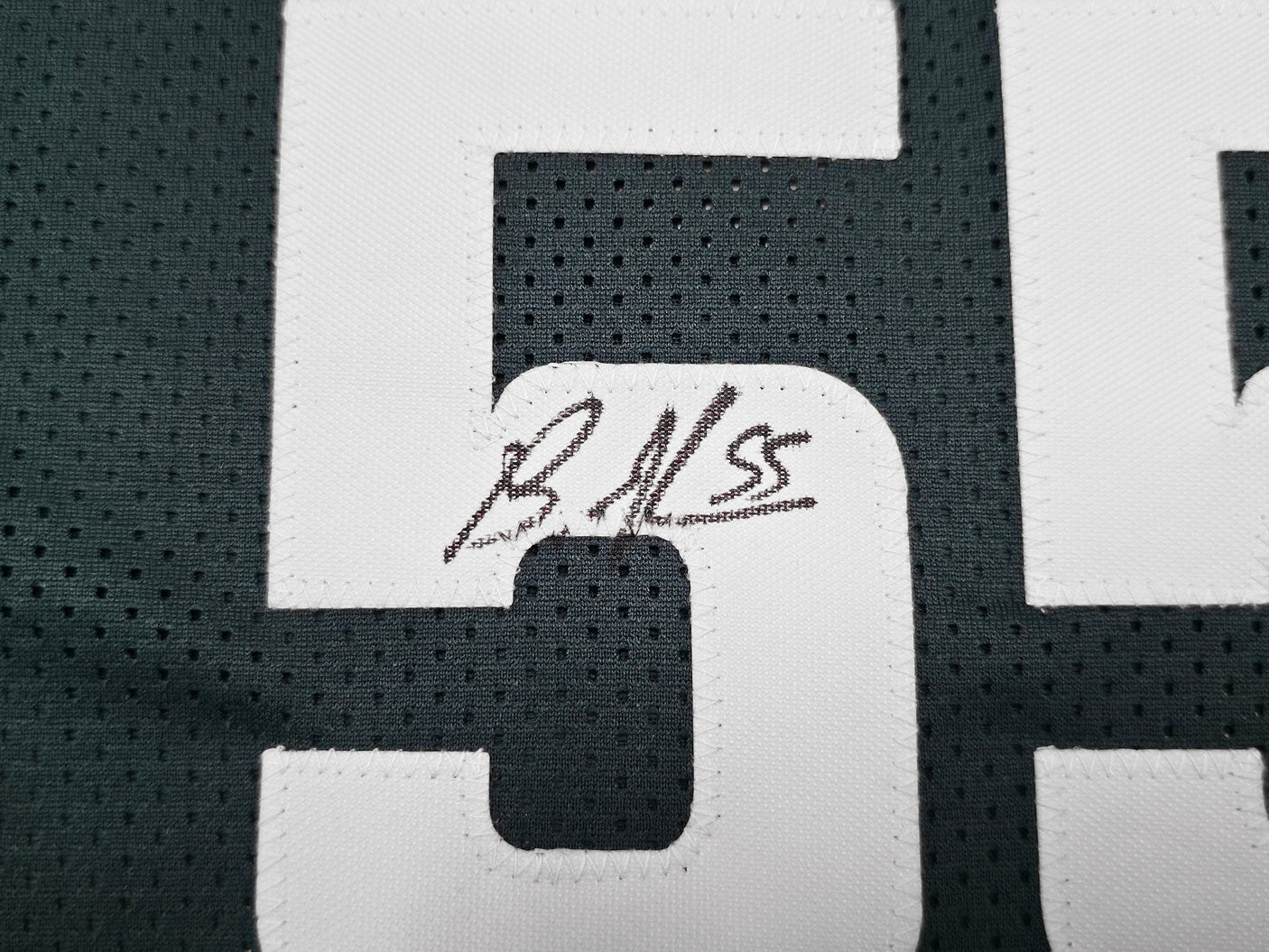 Philadelphia Eagles Brandon Graham & Milton Williams Autographed Green Super Bowl Stats Jersey Strip Sack Champions Beckett BAS Witness Stock #239890