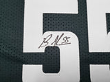 Philadelphia Eagles Brandon Graham & Milton Williams Autographed Green Super Bowl Stats Jersey Strip Sack Champions Beckett BAS Witness Stock #239890
