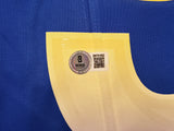 Los Angeles Rams Aaron Donald Autographed Blue Nike Dri Fit Jersey Size L Beckett BAS Witness Stock #241359