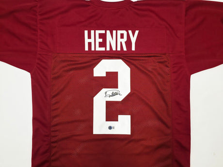 Alabama Crimson Tide Derrick Henry Autographed Maroon Jersey Beckett BAS Witness Stock #239853