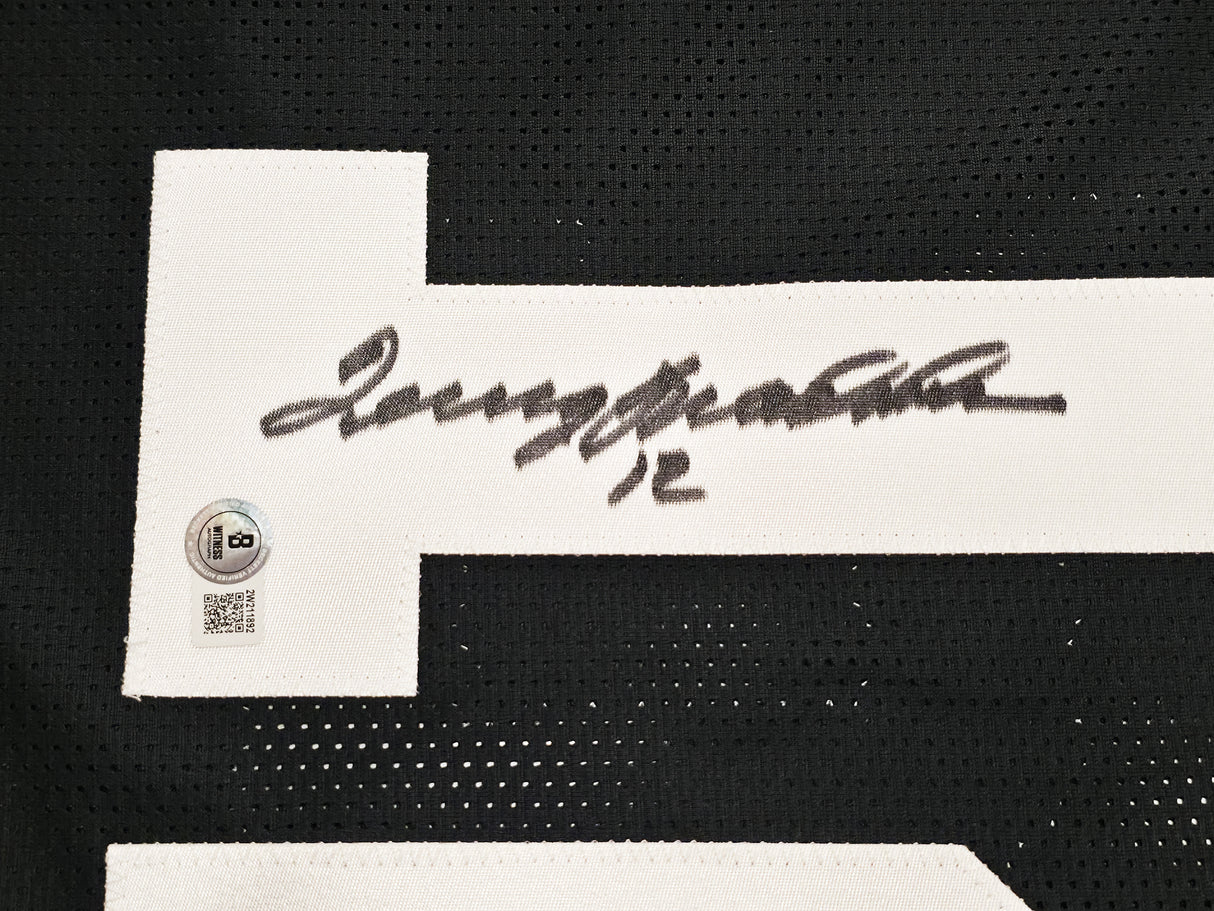 Pittsburgh Steelers Terry Bradshaw Autographed Black Jersey Beckett BAS Witness Stock #239865