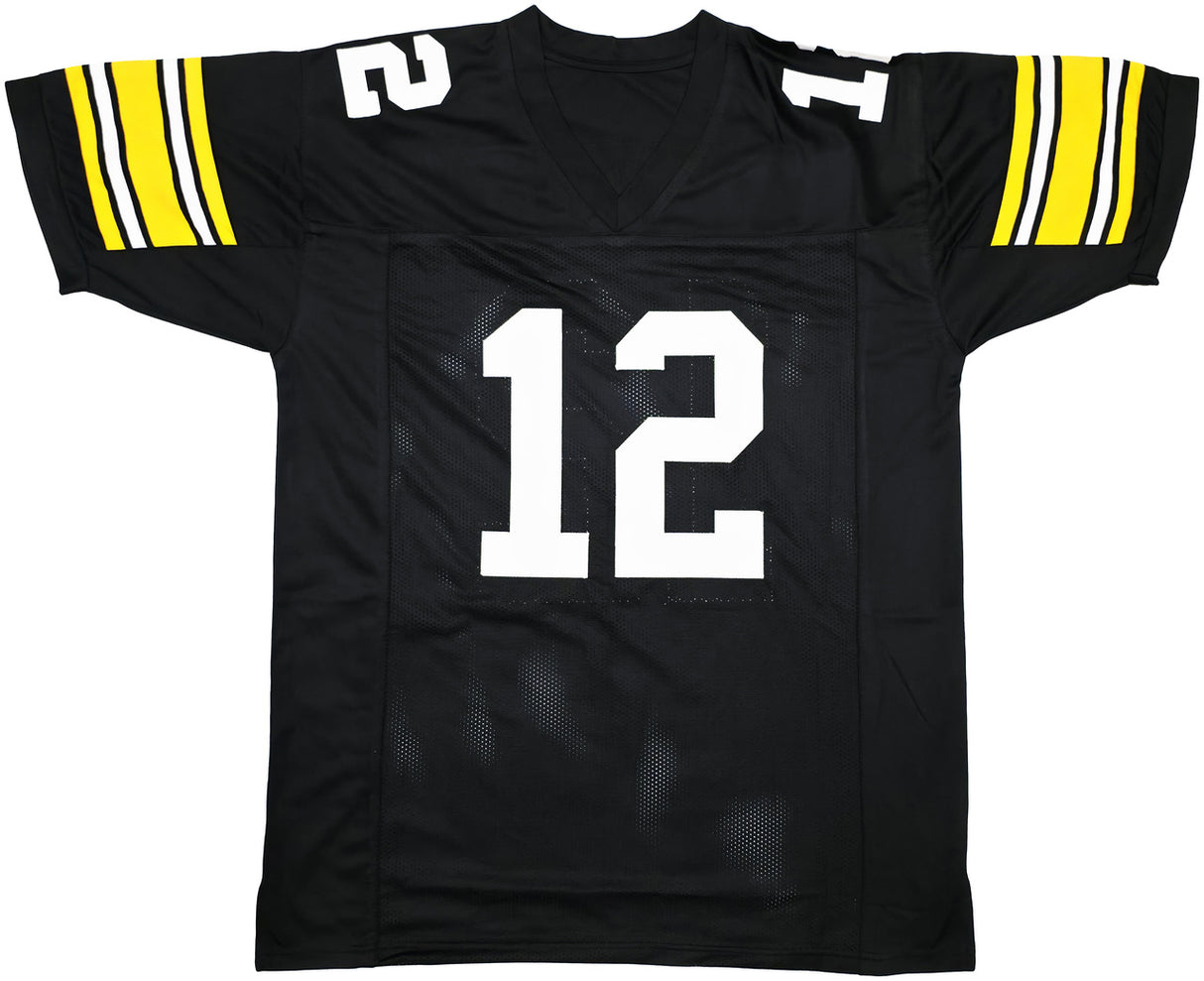 Pittsburgh Steelers Terry Bradshaw Autographed Black Jersey Beckett BAS Witness Stock #239865