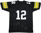 Pittsburgh Steelers Terry Bradshaw Autographed Black Jersey Beckett BAS Witness Stock #239865
