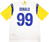 Los Angeles Rams Aaron Donald Autographed White Nike On Field Jersey Size L Beckett BAS Witness Stock #241358