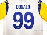 Los Angeles Rams Aaron Donald Autographed White Nike On Field Jersey Size L Beckett BAS Witness Stock #241358