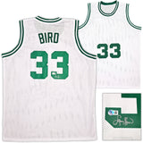 Boston Celtics Larry Bird Autographed White Jersey Beckett BAS Witness Stock #239864