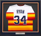 Houston Astros Nolan Ryan Autographed Framed White Nike Cooperstown Authentic Collection Jersey Beckett BAS QR Stock #241398