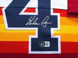 Houston Astros Nolan Ryan Autographed Framed White Nike Cooperstown Authentic Collection Jersey Beckett BAS QR Stock #241398