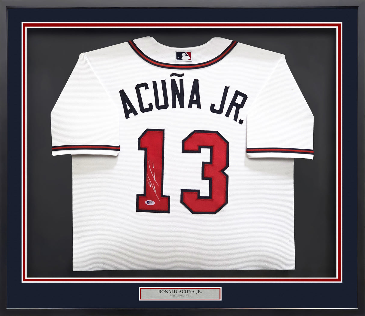 Atlanta Braves Ronald Acuna Jr. Autographed Framed White Nike Jersey Beckett BAS Stock #241399