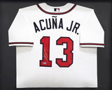 Atlanta Braves Ronald Acuna Jr. Autographed Framed White Nike Jersey Beckett BAS Stock #241399