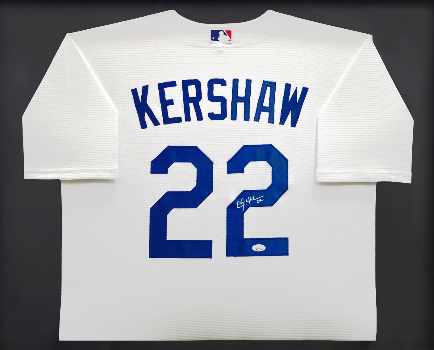 Los Angeles Dodgers Clayton Kershaw Autographed Framed White Nike Jersey JSA Stock #241400