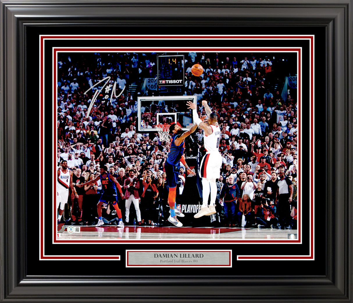 Damian Lillard Autographed Framed 16x20 Photo Portland Trail Blazers Playoff Buzzer Beater Winner Over Paul George Beckett BAS Witness Stock #241403