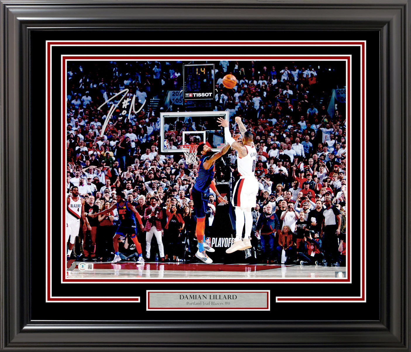 Damian Lillard Autographed Framed 16x20 Photo Portland Trail Blazers Playoff Buzzer Beater Winner Over Paul George Beckett BAS Witness Stock #241403