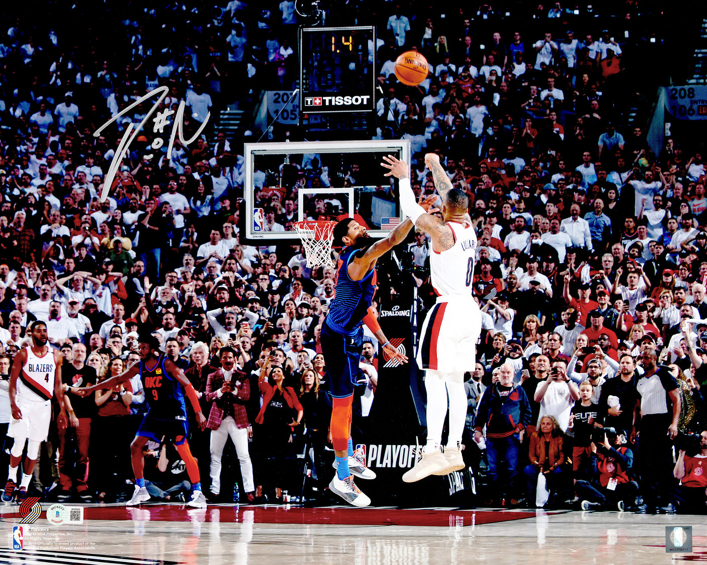 Damian Lillard Autographed Framed 16x20 Photo Portland Trail Blazers Playoff Buzzer Beater Winner Over Paul George Beckett BAS Witness Stock #241403