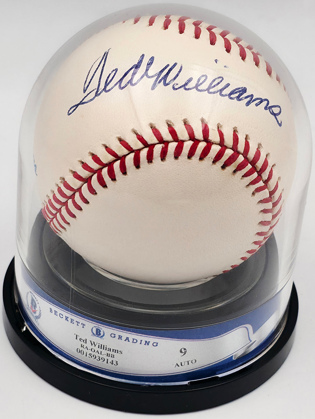 Ted Williams Autographed Official AL Baseball Boston Red Sox Auto Grade Mint 9 Beckett BAS #15939143