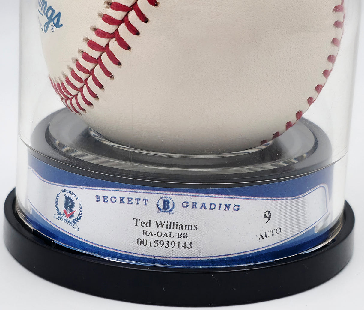 Ted Williams Autographed Official AL Baseball Boston Red Sox Auto Grade Mint 9 Beckett BAS #15939143
