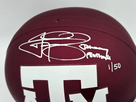 Johnny Manziel Autographed Texas A&M Aggies Maroon Red Full Size Replica Helmet "Johnny Football" #1/50 Panini Authentic Holo #PA29245