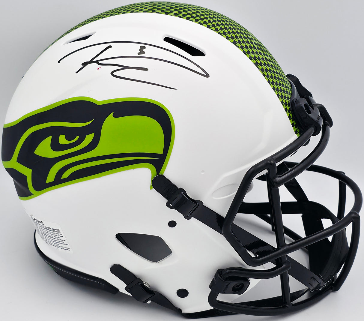 Russell Wilson Autographed Seattle Seahawks Lunar White Eclipse Full Size Speed Authentic Helmet RW Holo #39866