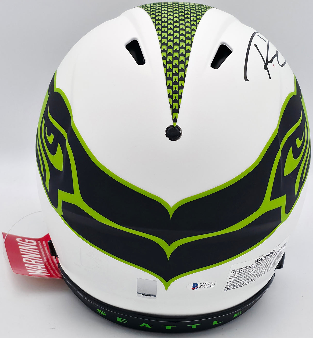 Russell Wilson Autographed Seattle Seahawks Lunar White Eclipse Full Size Speed Authentic Helmet RW Holo #39866