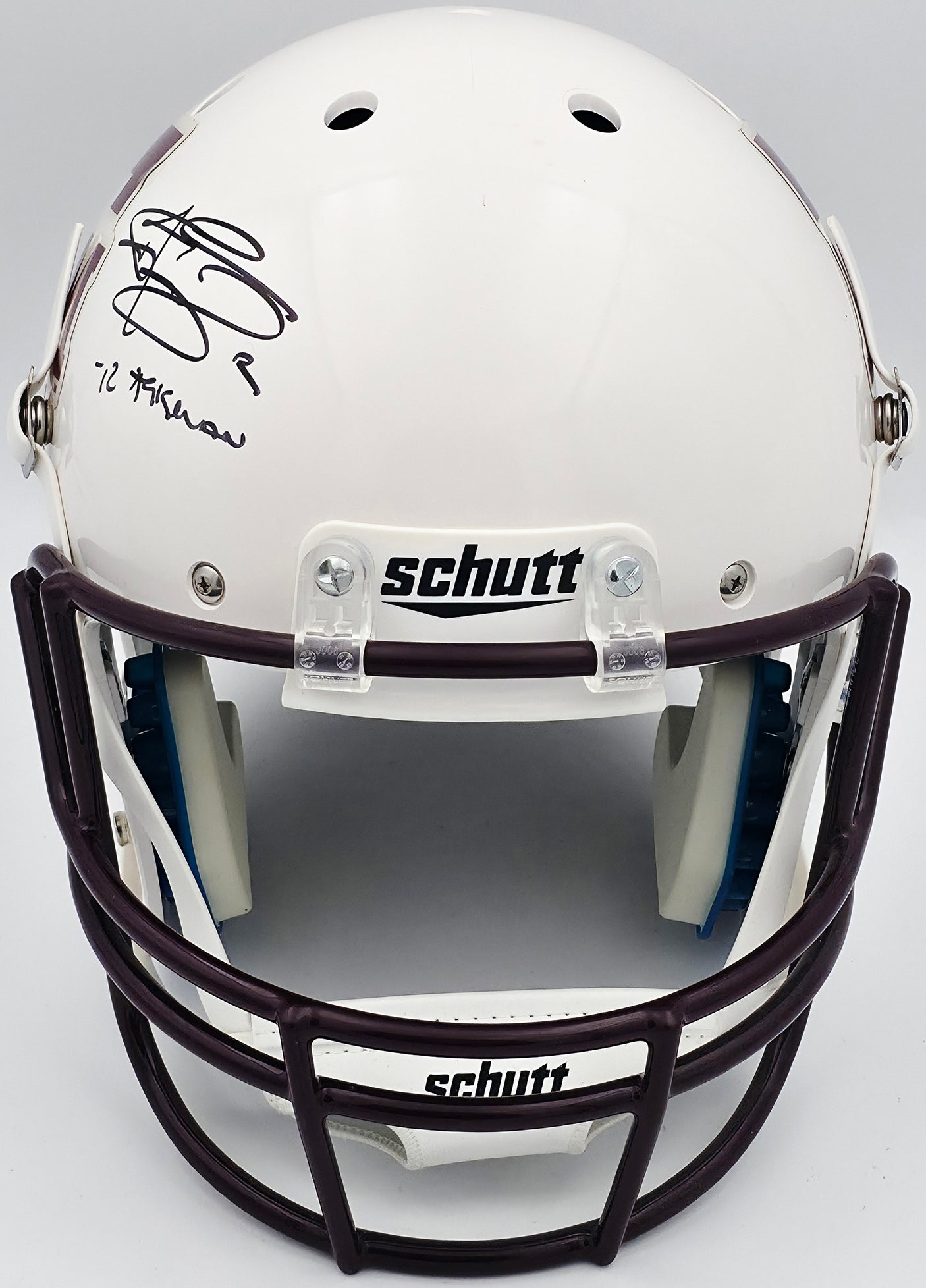 Johnny Manziel Autographed Texas A&M Aggies White Full Size Replica Helmet "12 Heisman" JSA #WP142129